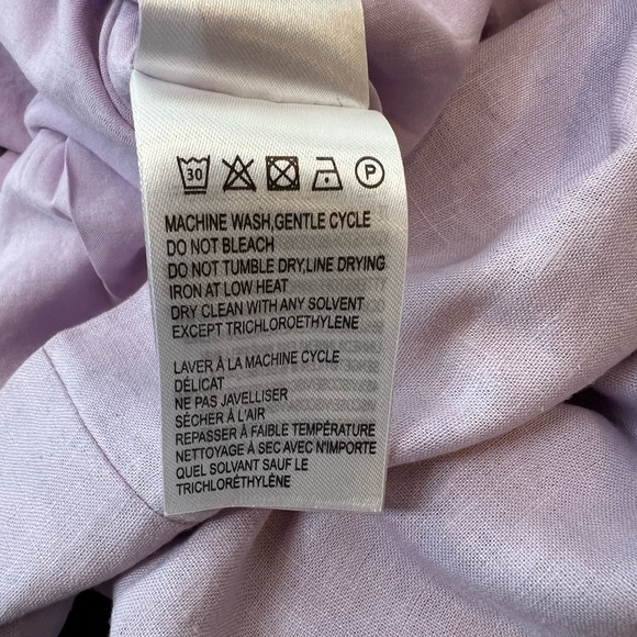 EUC FARM RIO V-Neck Mini Dress. Lavender Linen Blend. 3/4 Puffed Sleeve. SZ:XL - Picture 14 of 15